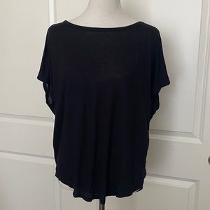 Flowy Batwing Open-Back Tunic Shirt